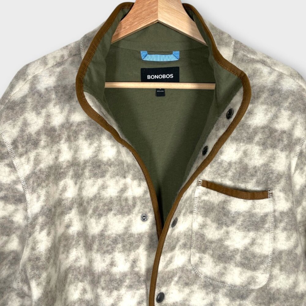 BONOBOS Italian Wool Fleece Jacket Mens LARGE Lightweight Houndstooth - Picture 3 of 10